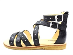 Angulus sandal black with studs and zippers